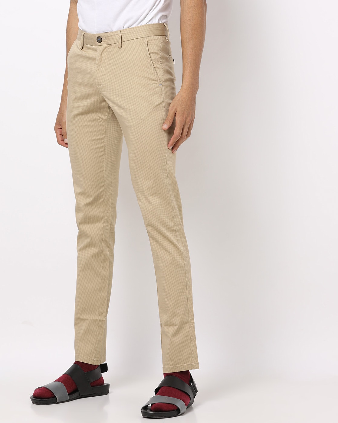 Indian Terrain khaki solid cotton trouser  G3MCT0721  G3fashioncom