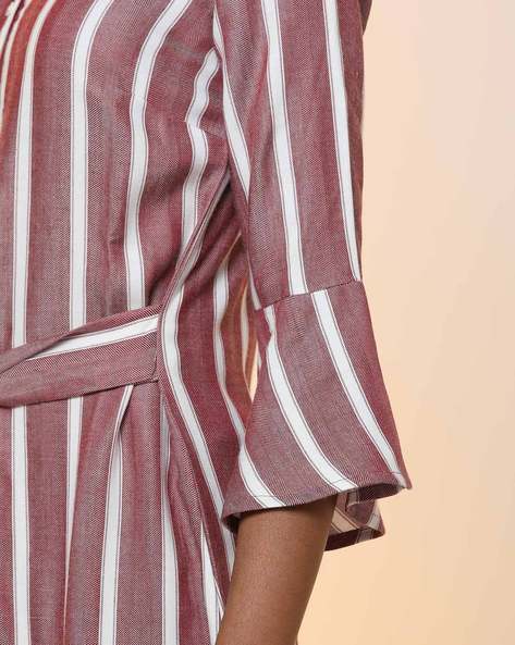 Maroon striped shirt dress Clearance