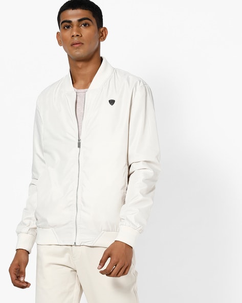 Slim Fit Zip Front Bomber Jacket