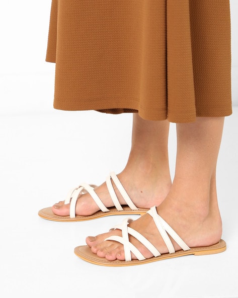 Minos Dark Tan White Leather Sandals - Django and Juliette