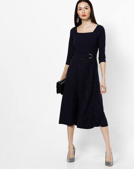Striped Shift Dress with Waist Tie,Up