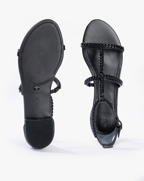 Guess black 2025 flat sandals