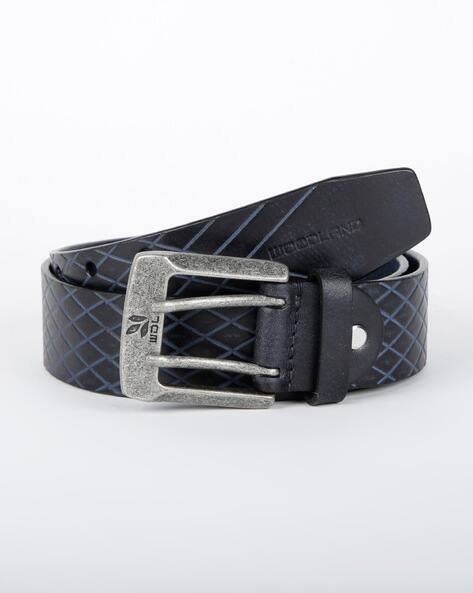 Criss-Cross Embossed Belt with Buckle Closure