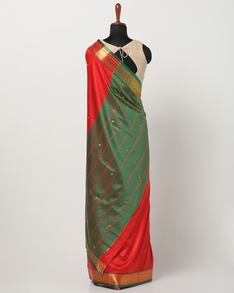 Buy online Green Narayan Peth Cotton Saree from ethnic wear for Women by  Cbazaar for ₹1596 at 0% off | 2024 Limeroad.com