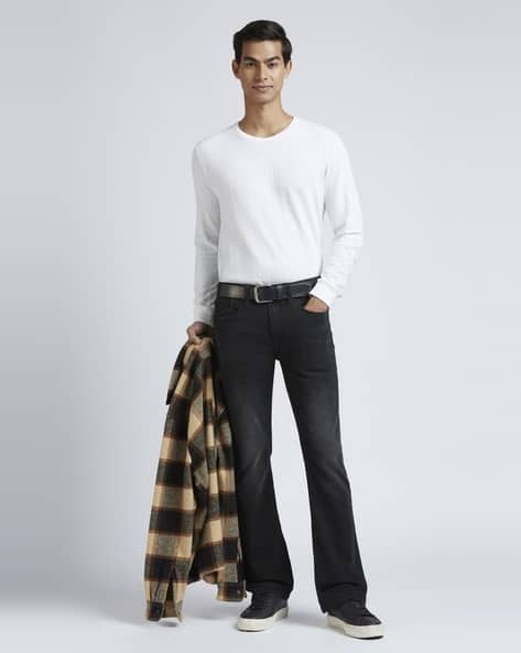 Men Lightly Washed Bootcut Jeans