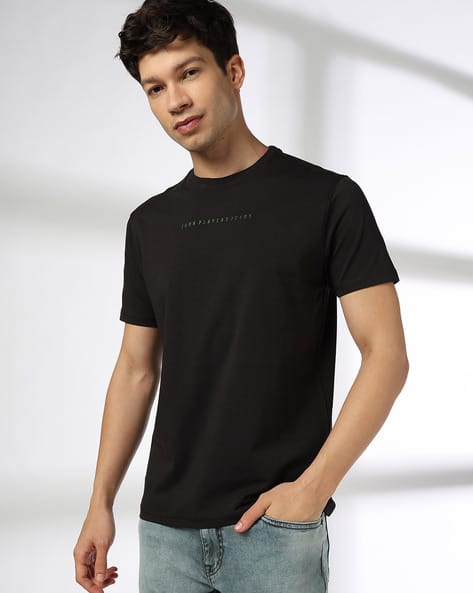 JOHN PLAYERS JEANS Men Logo Print Slim Fit Cotton Crew-Neck T-Shirt