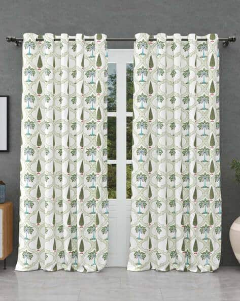 Jaipur Fabric Block Print Window Curtain with Eyelets Header