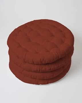 skanda fab Set of 4 Quilted Round Floor Cushions-picture-24