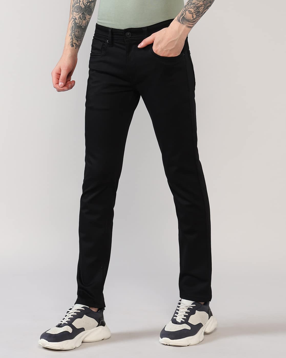 Lee Cooper Men Low-Rise Slim Fit Jeans For Men (Black, 34)