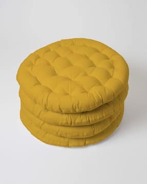 skanda fab Set of 4 Quilted Round Floor Cushions-picture-23