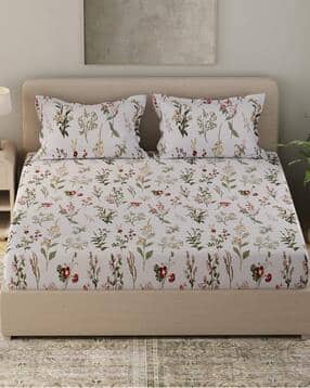 huesland 144 TC Premium Cotton King Bedsheet with Pillow Covers-picture-42
