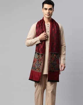 swi stylish Men Floral Pattern Jamawar Stole-picture-23