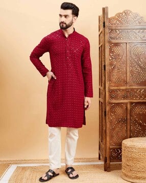 swagg india Men Embroidered Regular Fit Long Kurta-picture-43