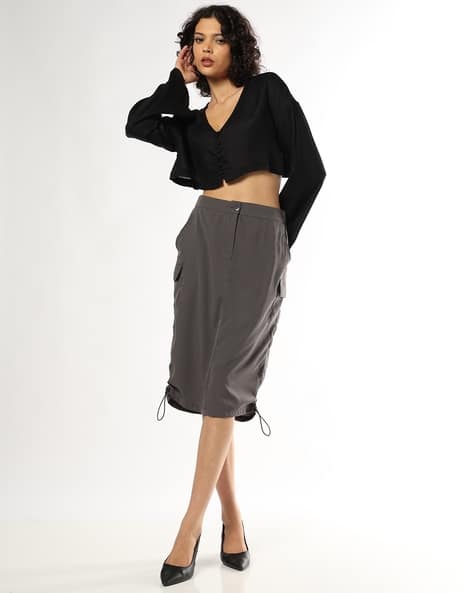 Fyre Rose Women Straight Skirt with Cargo Pockets