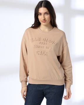 dnmx Women Typographic Embossed Relaxed Fit Crew-Neck Sweatshirt-picture-40