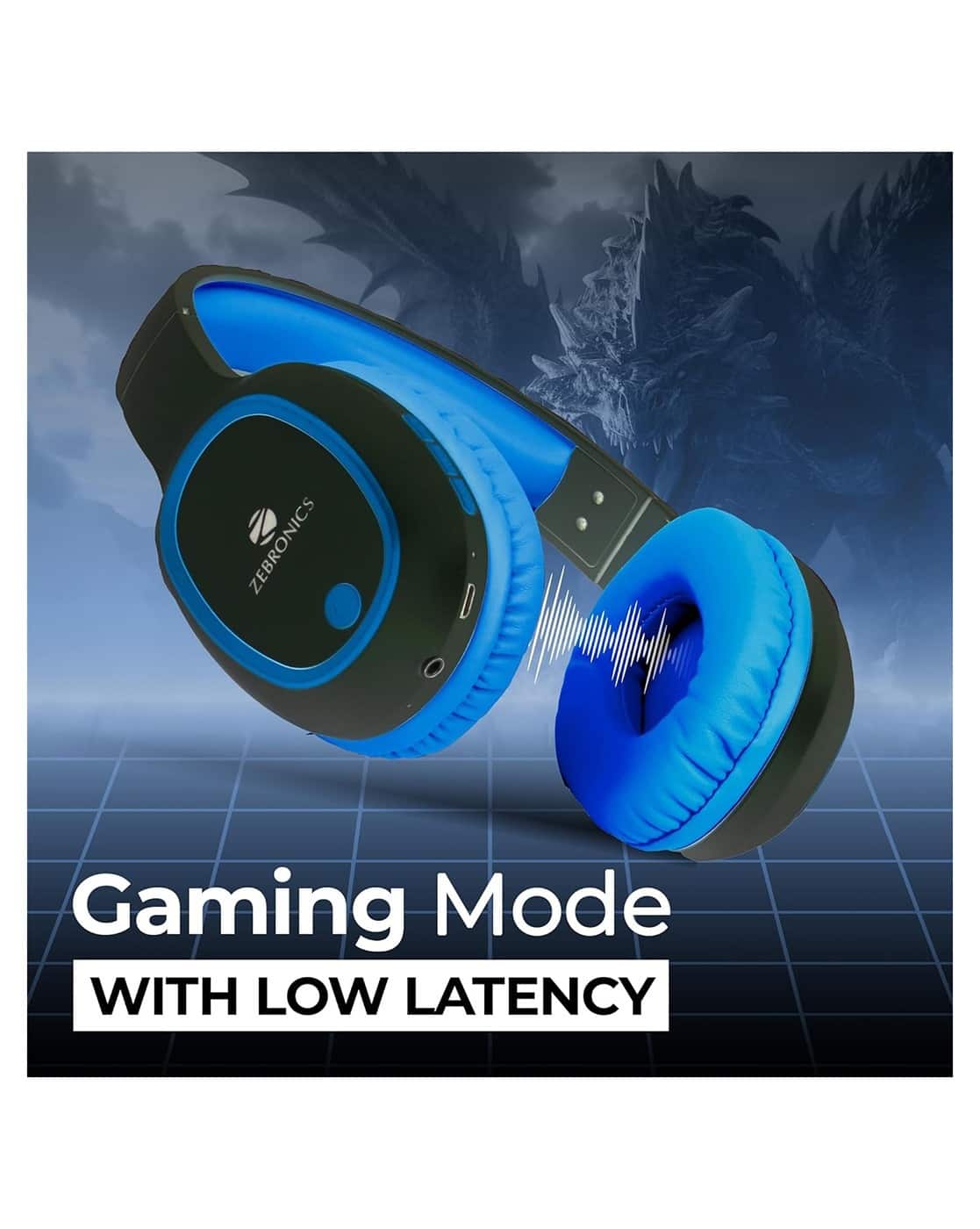 Buy Black Blue Headphones for Tech by ZEBRONICS Online