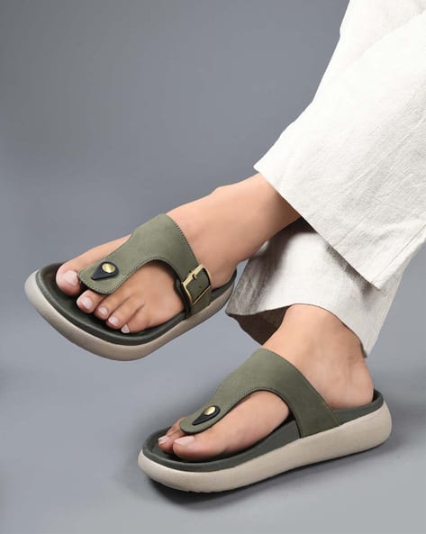 Buy Olive Flip Flop \u0026 Slippers for Men by ONSOLE Online | Ajio.com