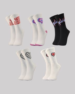 trazo Women Pack of 5 Printed Mid-Calf Length Socks-picture-37
