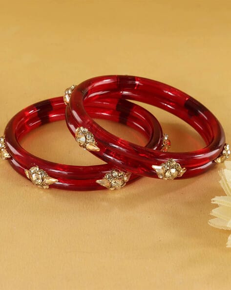 NMII Women Set of 2 Gold-Plated Studded Bangles