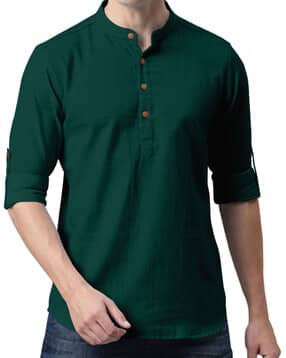 royalscout Men Regular Fit Short Kurta with Mandarin Collar -picture-34