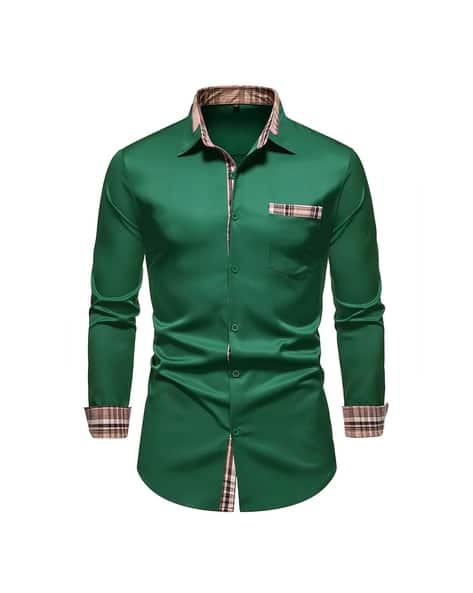 Indo Men Regular Fit Satin Shirt with Patch Pocket