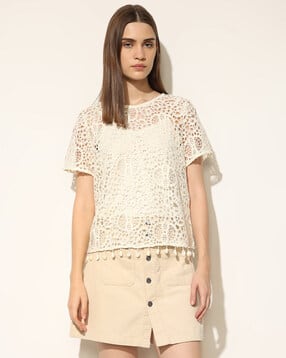 ONLY Women Relaxed Fit Crochet Top