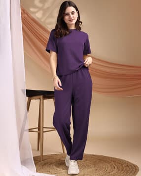 beelee typs Women Round-Neck T-Shirt & Pyjamas Set-picture-38