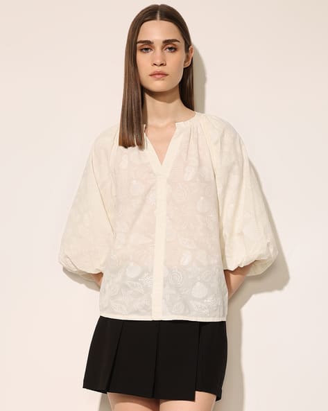 Women Embroidered Relaxed Fit Top