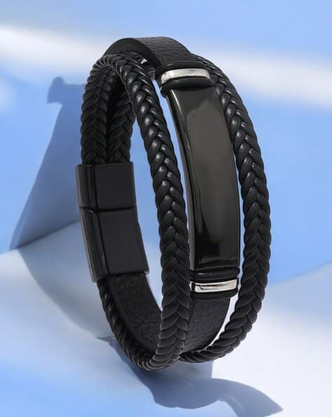 Jewels galaxy Men Multi-Layered Bracelet - Black