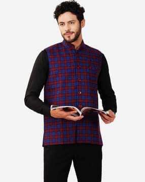 deific Men Checked Regular Fit Nehru Jacket-picture-15