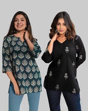 maheshvi Women Pack of 2 Floral Print Straight Kurtas-picture-44