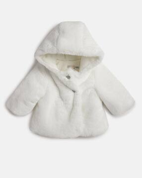 Girls Faux Fur Hooded Jacket-image-1