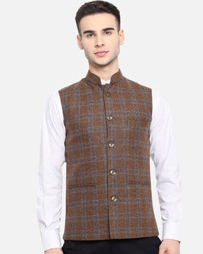 deific Men Checked Regular Fit Nehru jacket-picture-40