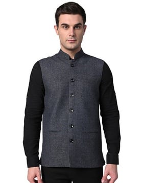 Men Textured Regular Fit Nehru jacket