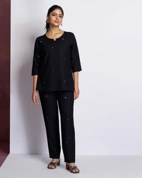 the cloth crow Women Floral Woven Top & Pyjamas Set-picture-52
