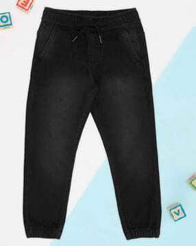 pantaloons junior Boys Lightly-Washed Jogger Jeans with Drawstring Waist-picture-38