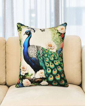 bed-sheet.com Peacock Print Jute Cushion Cover-picture-32