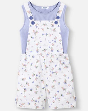 nauti nati Girls Floral Print Regular Fit Dungaree-picture-29
