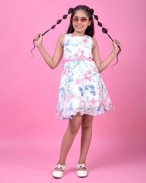 crimsoune club Girls Floral Print A-Line Dress-picture-10