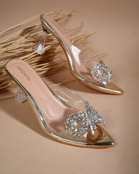 MOZAFIA Women Embellished Chunky Heeled Sandals