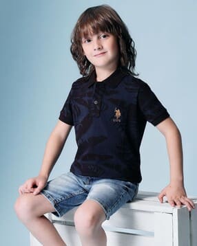 u.s. polo assn. Boys Leaf Print Regular Fit Polo T-Shirt-picture-19