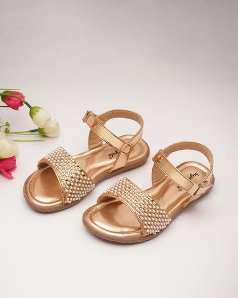 Girls Embellished Sandals with Velcro Fastening