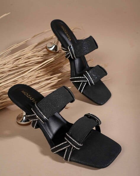 MOZAFIA Women Embellished Kitten Heeled Sandals