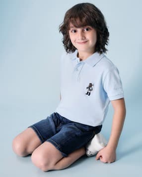 Boys Embroidered Regular Fit Polo T-Shirt-image-41
