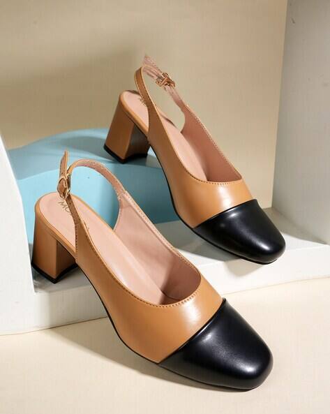 MOZAFIA Women Colourblock Slingback Pumps