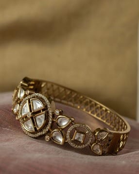 kayrah Women Gold-Plated Stone-Studded Cuff Bracelet-picture-10