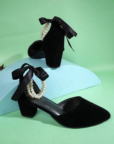 MOZAFIA Women Beaded Slingback Pumps
