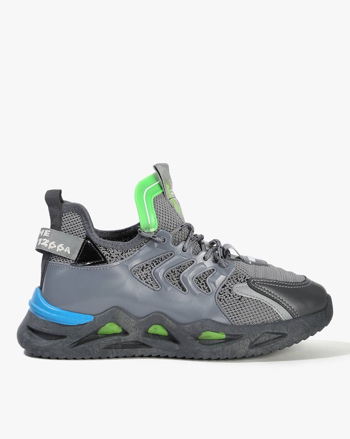 Wknd Men Panelled Lace-Up Sneakers For Men (Grey, 6.5)