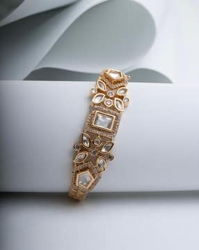 kayrah Women Gold-Plated Stone-Studded Cuff Bracelet-picture-15