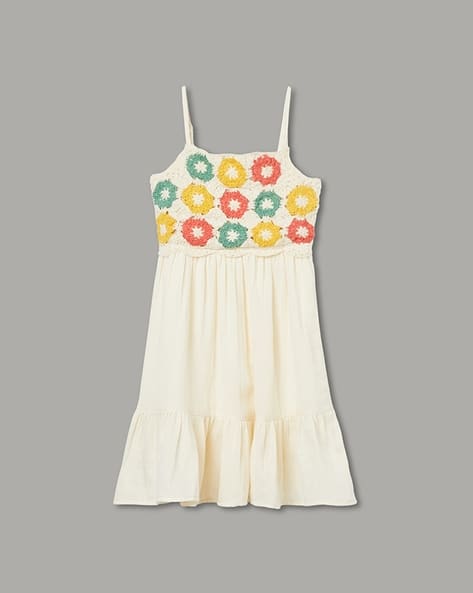 sachin and babi light blue dress Women's White Embroidered cotton dress